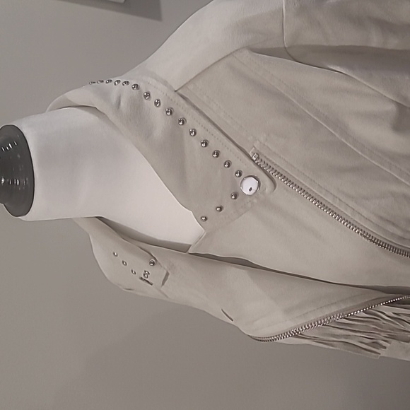 MANGO NEW CROPPED FRINGED STUDDED SUEDE JACKET MEDIUM - Picture 10 of 12